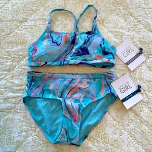 Girls Size 12 Athleta Girl Bikini with two Hair Ties